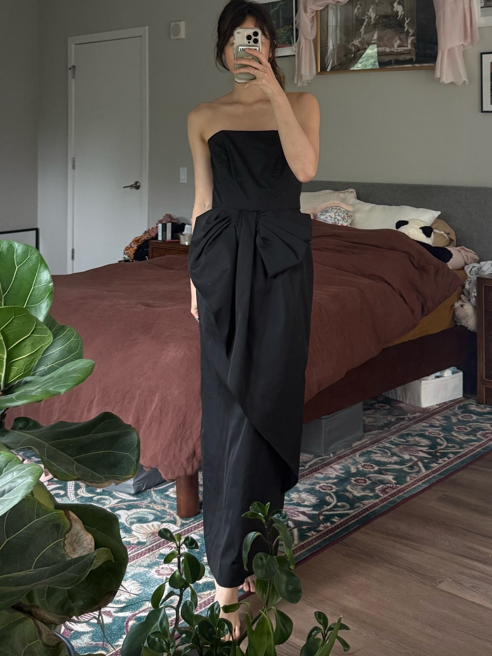 Vintage Victor Costa for Lord and Taylor black bow embellished gown
